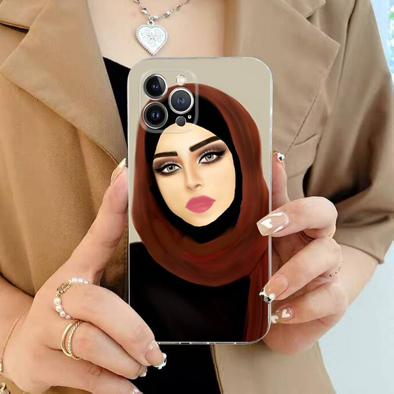 Islamic Muslim Hijabi Girls Womemen Phone Case For iPhone 11 12 13 14 Mini Pro Max XR X XS TPU Clear Case For 8 7 6 Plus SE 2020