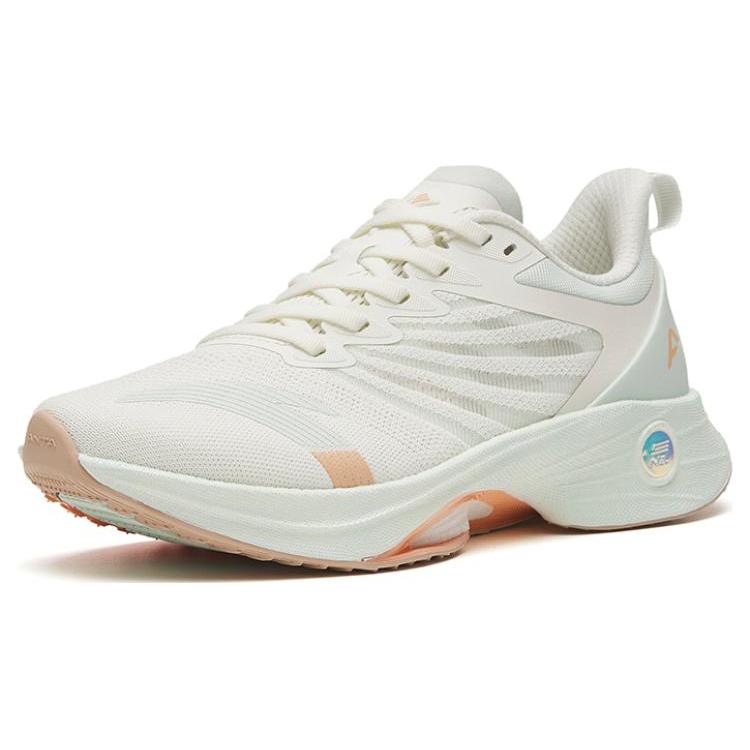 New Anta MACH 3.0 Cushioned Slip Resistant Abrasion Resistant Low Top Casual Running Shoes Women's White Orange Green 122325583-11