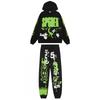 Men Women Casual Hooded Sweatshirt Jogger Pants Set With Foamed Star Letter Print Cotton Blend