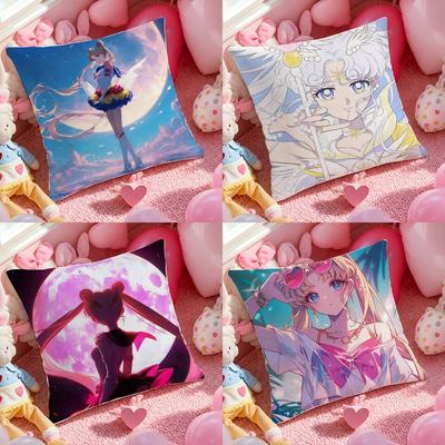 Sailor Moon Sailor Neptune Anime Plush Pillow Cover Soft Short Plush Cushion Cover For Sofa Bedroom Home Decor Gift Decoration
