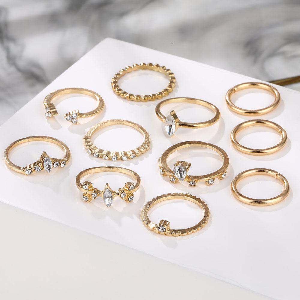 Rock Metal Geometric Round Punk Ring Set Open Index Finger Accessories Buckle Joint Tail Ring Women's Jewelry