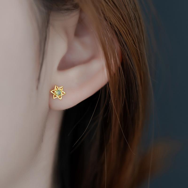 Mini Six-Pointed Star Earrings Simple Personality Small Zircon Star Earrings Student Daily Commute Earrings