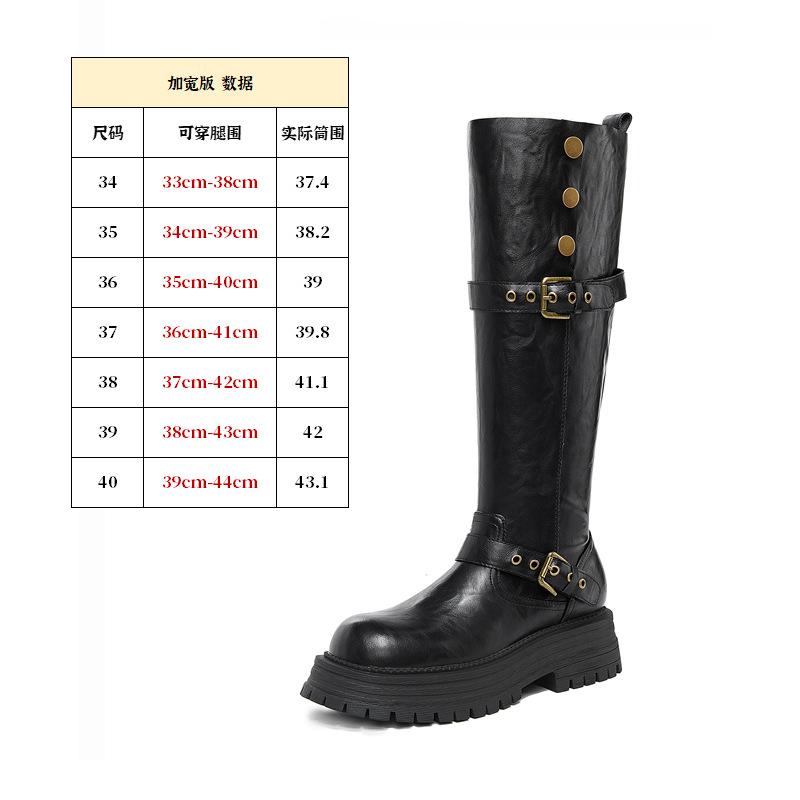 2025 Autumn and Winter New Small Thick Leg Boots Knight Boots Black Thick-soled High Boots Boots Women