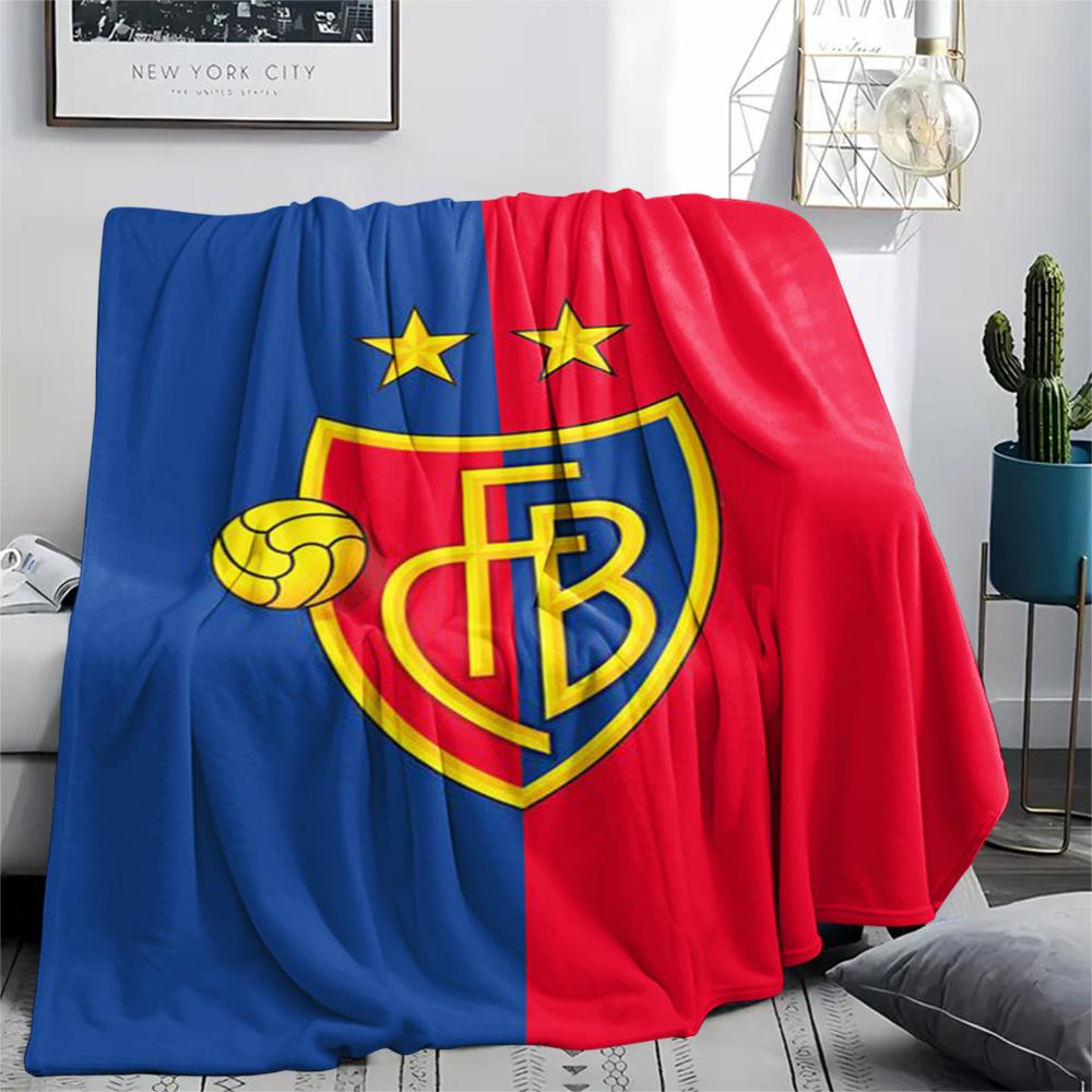 1Pc FC Basel 1893 Print Flannel Blanket High Quality Warm Comfortable Cover for All Seasons Perfect for Gifts Home Decor