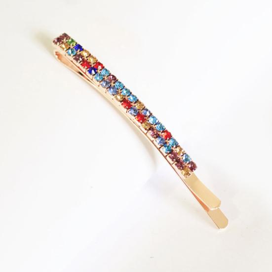 

1Pc Women Two Row Rhinestone Hair Slide Clip Hairpin Bobby Pin Accessory Jewelry разноцветный
