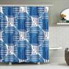 Blue And White Bath Curtains Modern Stripes Pattern Bathroom Shower Curtain Waterproof Decor 72X84 Inches Blue White Set (1)