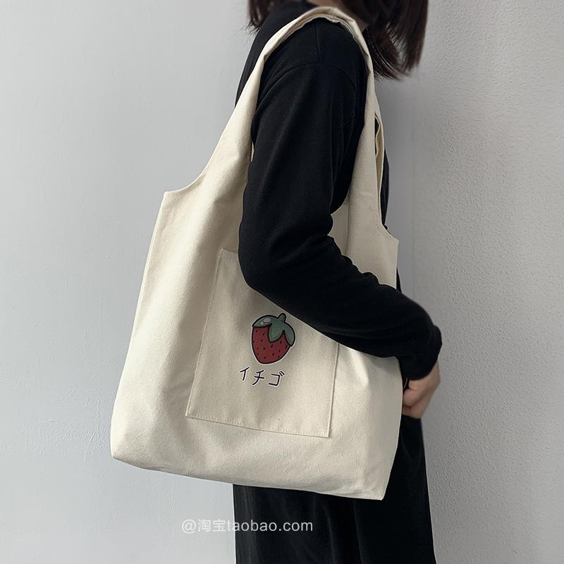 Cartoon Shoulder Bag Women Large Capacity Canvas Shopping Bag Eco Friendly Tote Bag Women's Handbags Outside Bag