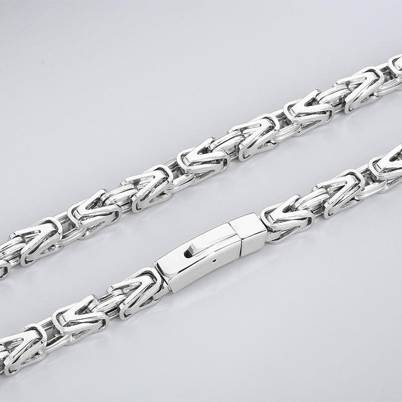 

Vintage 8MM Rainbow Byzantine Lock Chain Men s Necklace Hip Hop Stainless Steel Polished Emperor Chain Charm Male Jewellery 65cm