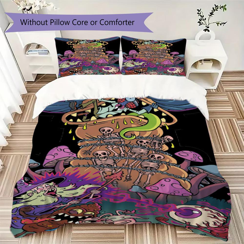 Cartoon Wizard and Monsters Pattern Bedding,Quilt Set Quilt Cover Pillowcase Home Birthday Gift (1*duvet cover+2*pillowcase,without core)SSJT0917507