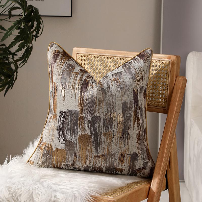 Polyester Piped Edge Marble Print Throw Pillow Cover Luxury Decorative Cushion Case Modern Sofa Decor Hidden Zipper
