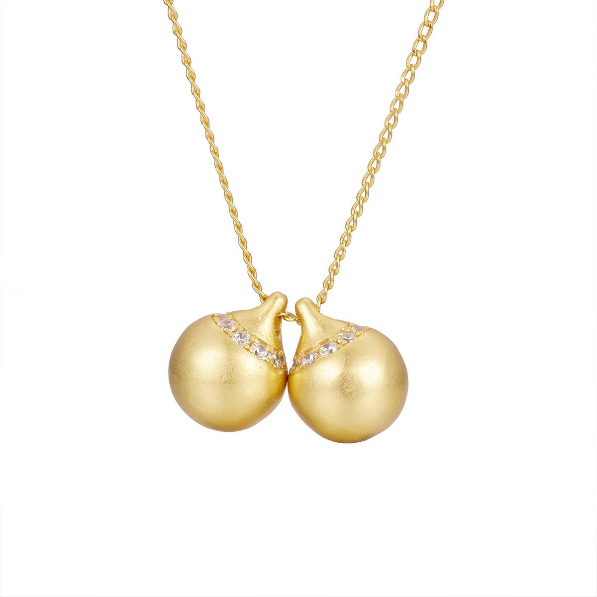 

Серебряное ожерелье S925 с двумя идеальными маленькими золотыми шариками, женское ретро-подвеска по запросу, 3D-искусство 925 silver