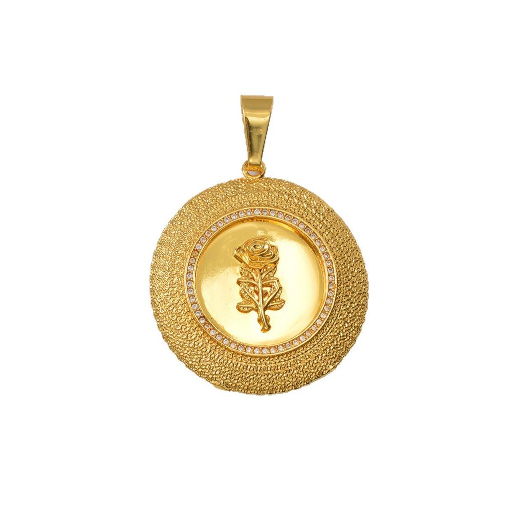 2026 Retro Niche Personalized 18K Gold Round Brand Lace Rose Necklace for Men and Women To Wear Pendant Gift