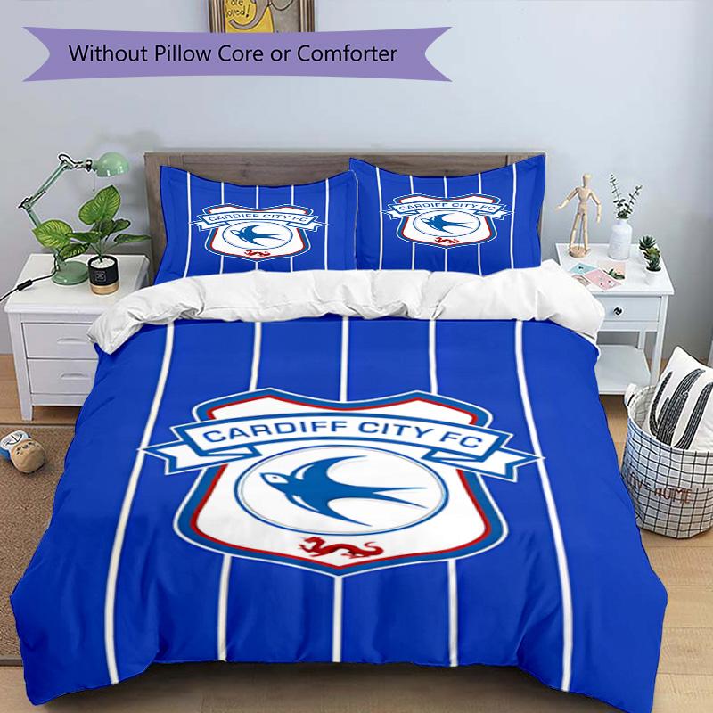 Cardiff Fc Crest Printed Pattern Duvet Cover Set – Includes 1 Duvet Cover and 2 Matching Pillowcases Bedroom Decor Christmas Gifts