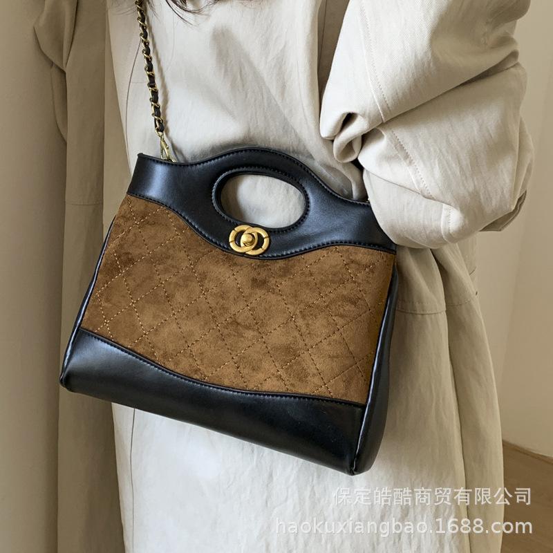 Rhombus Chain Bag Women's Large-capacity 2025 New Autumn and Winter Retro Matte Messenger Bag Commuter Tote Bag