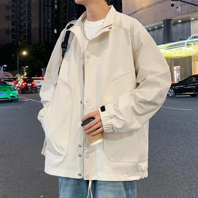 Lapel Jacket Men and Women's Spring and Autumn Trendy Waterproof Loose Couple Style Jacket Solid Color Jacket
