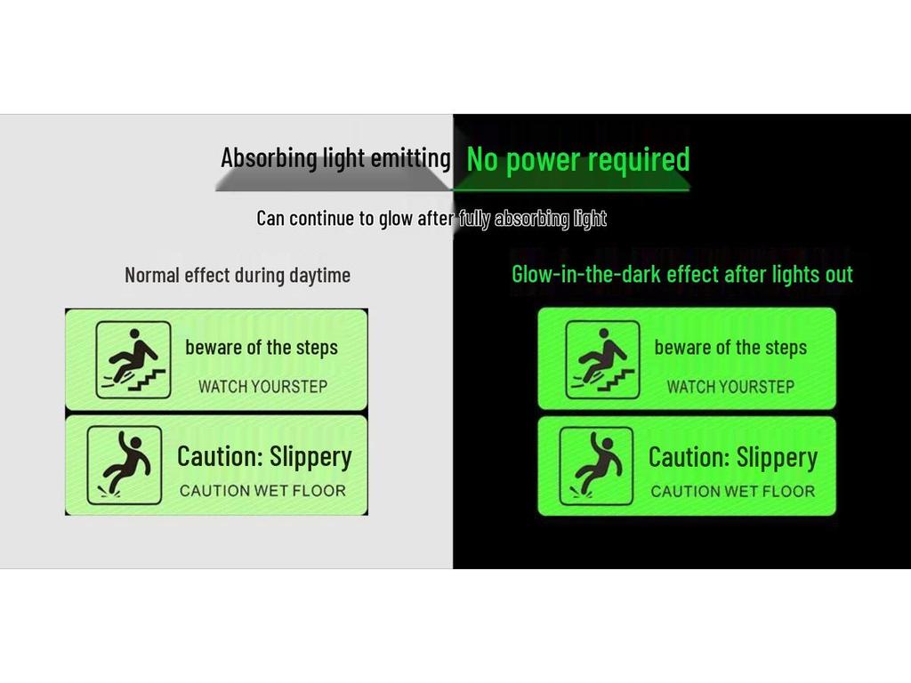 Glow-in-the-Dark Anti-Slip Safety Warning Decal for Slippery Floors
