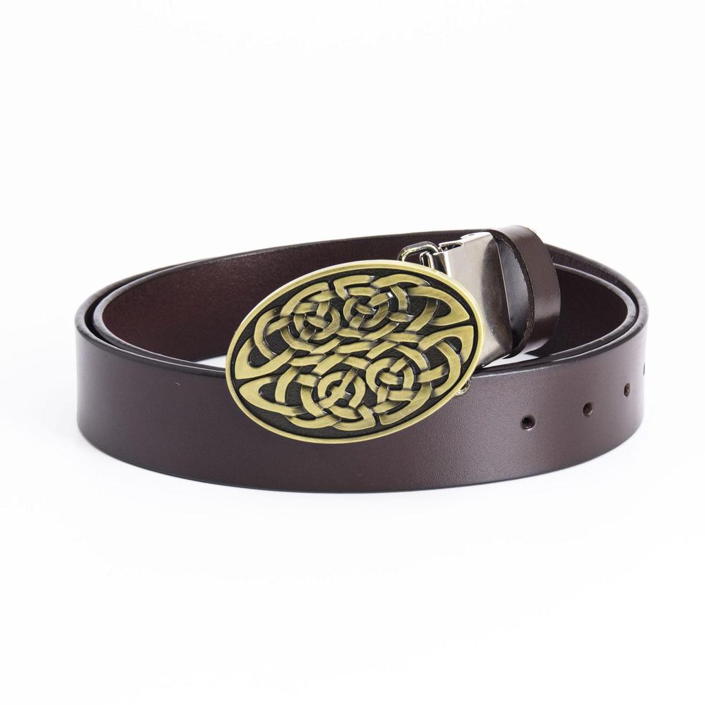 Stylish Men's Retro Full Grain Cowhide Belt with Smooth Buckle