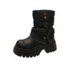 Retro British style thick-soled Martin boots women's autumn new small man taller and thinner thick-heeled knight boots