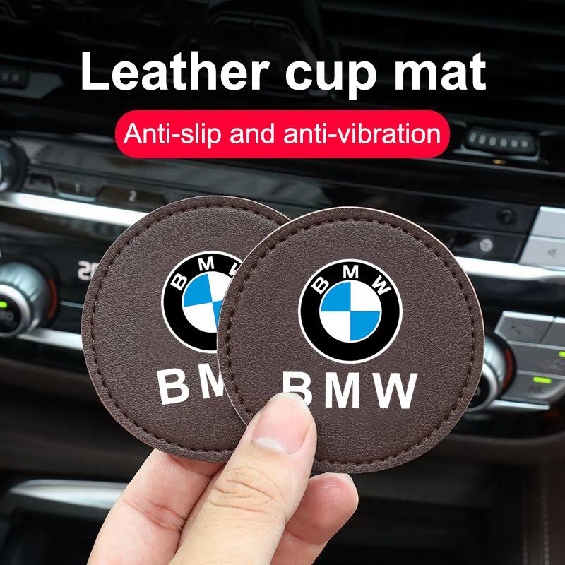2Pcs Car Leather Coaster Water Cup Bottle Holder Anti-slip Pad Mat For BMW M Performance E36 E46 E60 E90 E91 E92 E93 F30 F20 M3 TY5G