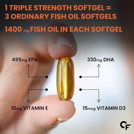Carbamide Forte Triple Strength Omega 3 Fish Oil Capsules 1400mg | Omega 3 Fatty Acid Supplements | Omega 3 Capsules | Fish Oil Omega 3 Capsules
