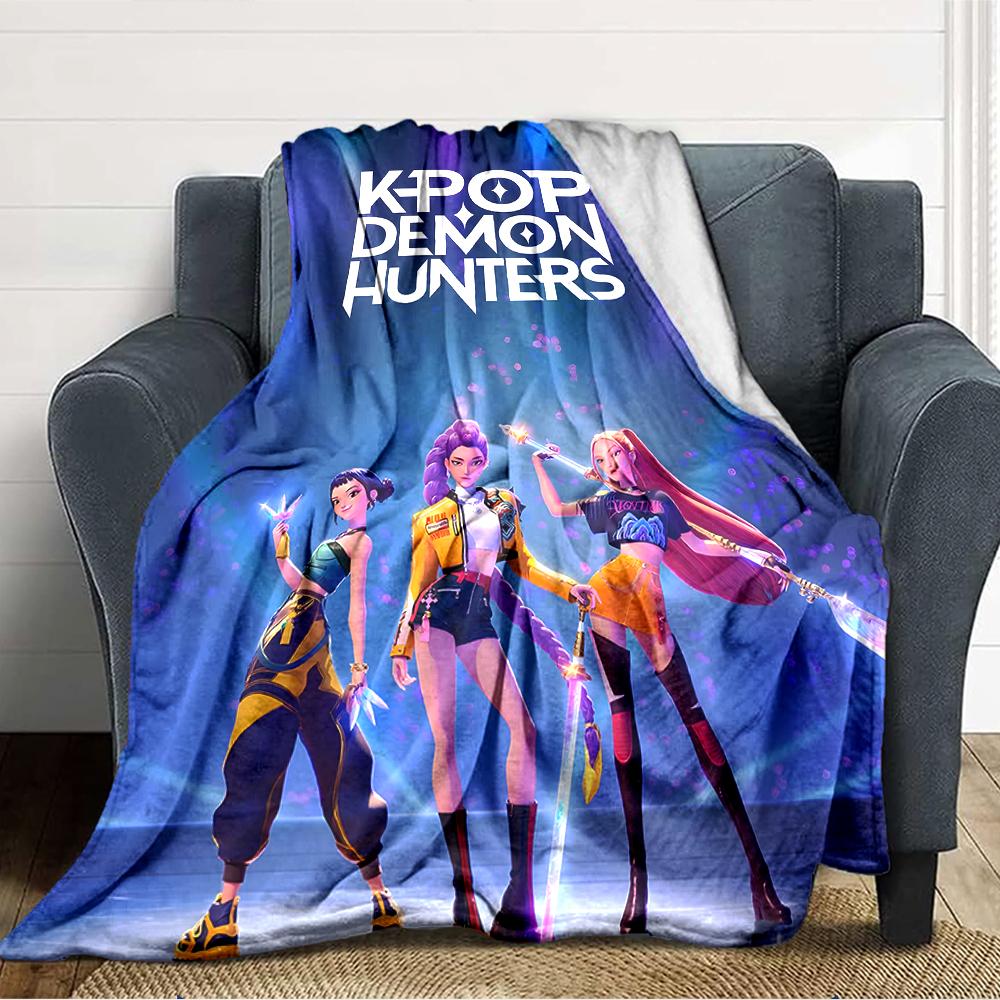1pc KPop Demon Hunters16 Blanket, Gift, for Men and Women, Soft Blanket, Good for Sofa Bed Couch Travel, Lightweight Flannel Blanket
