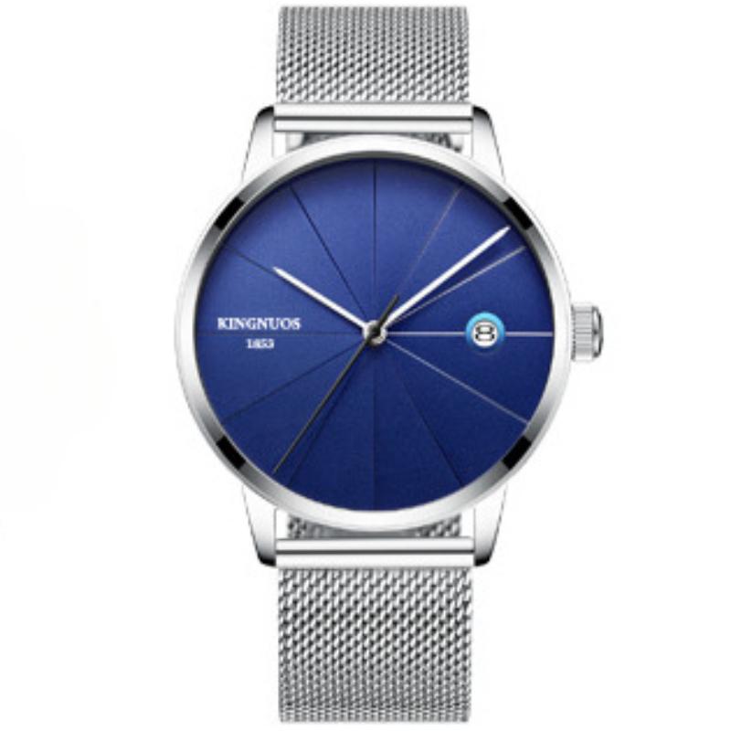 

KINGNUOS Мужские модные трендовые часы с сетчатым ремешком, повседневные кварцевые часы