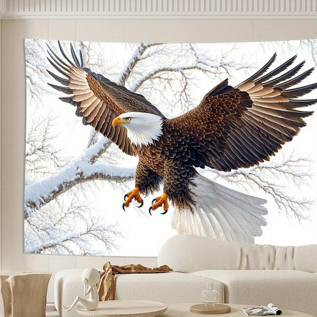 Realistic Eagle Flying Tapestry Wall Art Decor Majestic Wildlife Print Home Decoration Large Size 180x280cm Mural
