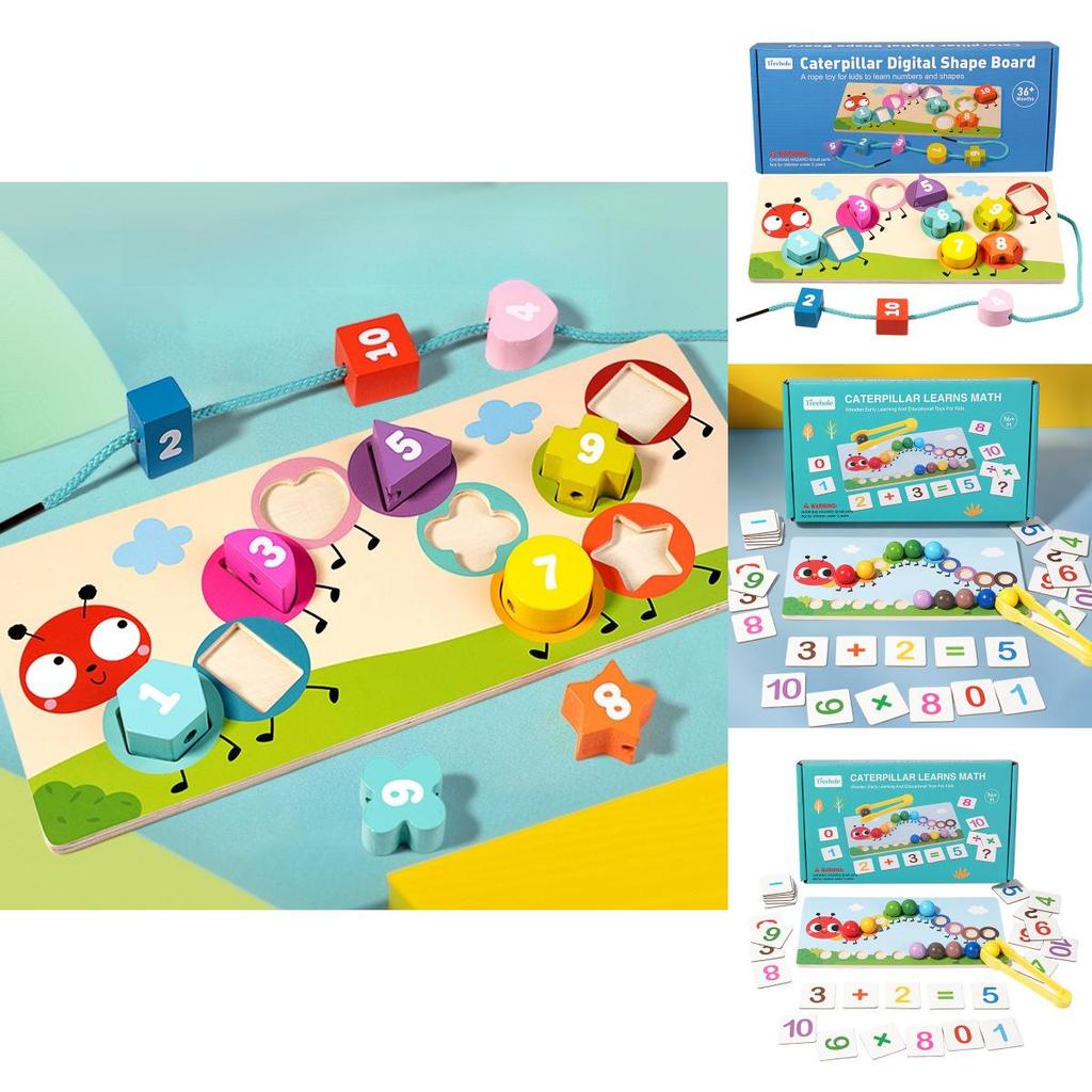 Wooden Caterpillar Number Matching Puzzle Educational Toy For Kids Learning And Development