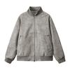 Spring and autumn new large size jacket men's stand-up collar leather jacket European and American wide casual leather jacket