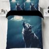 Wolf And Moon Theme Series Print Bedding set,comfortable,warm,For bedroom,hotel,homestay(1*down Duvet cover+2*pillowcase,No Core