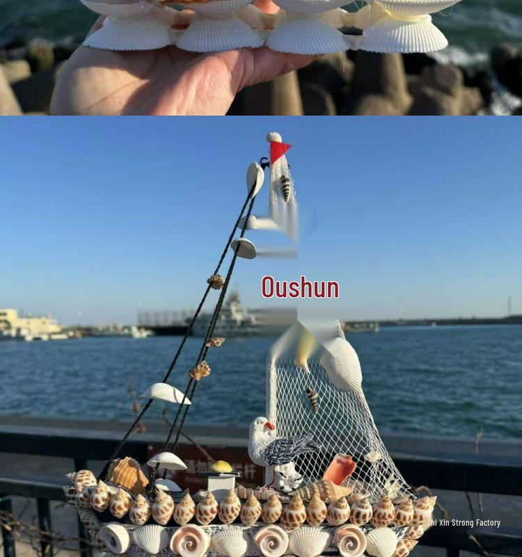 Medelhavssnäckskal Segelbåtsmodell Prydnad - Smooth Sailing Hantverkspresent Souvenir