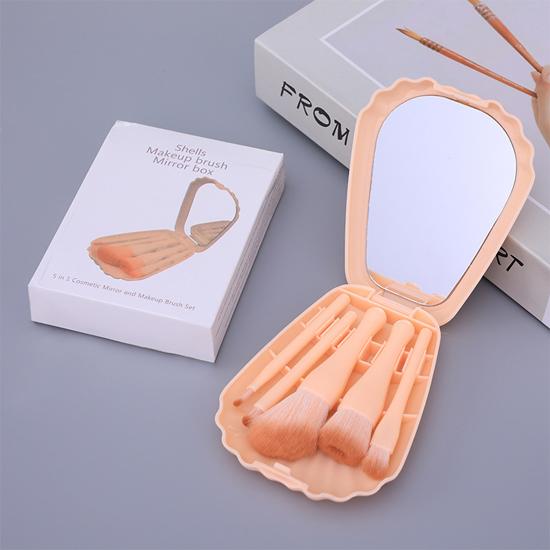 

Shell Mirror Makeup Brush Set Portable eye shadow Brush Powder Brush powder blusher Brush Makeup Tool атомні кольори мандарина