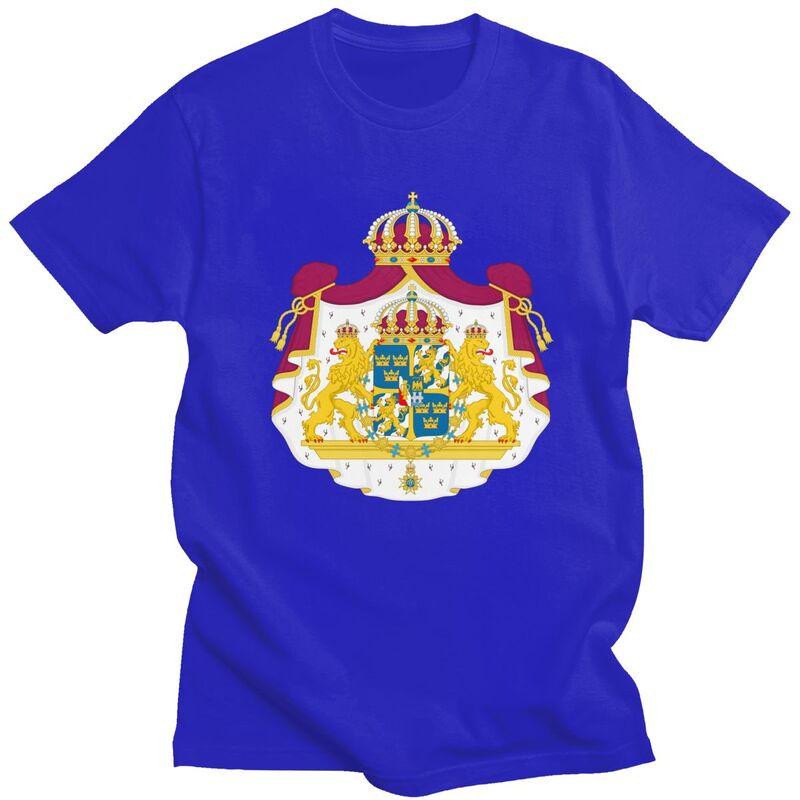 Custom Coat Of Arms Of Sweden Flag T Shirts for Men 100 Cotton Tee Tops Tshirts Fashion Tshirt Clothing