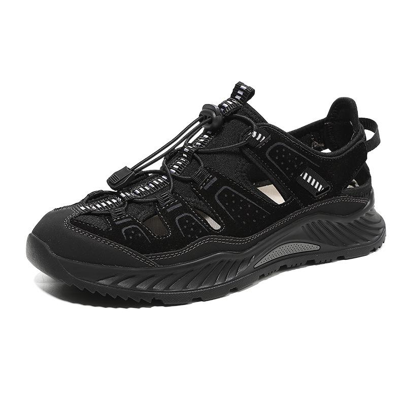 Herren Sommersandalen in Übergröße, atmungsaktiv, geschlossen Zehen, zum Hineinschlüpfen, mit dicker Sohle, trendy und lässig 43 schwarz