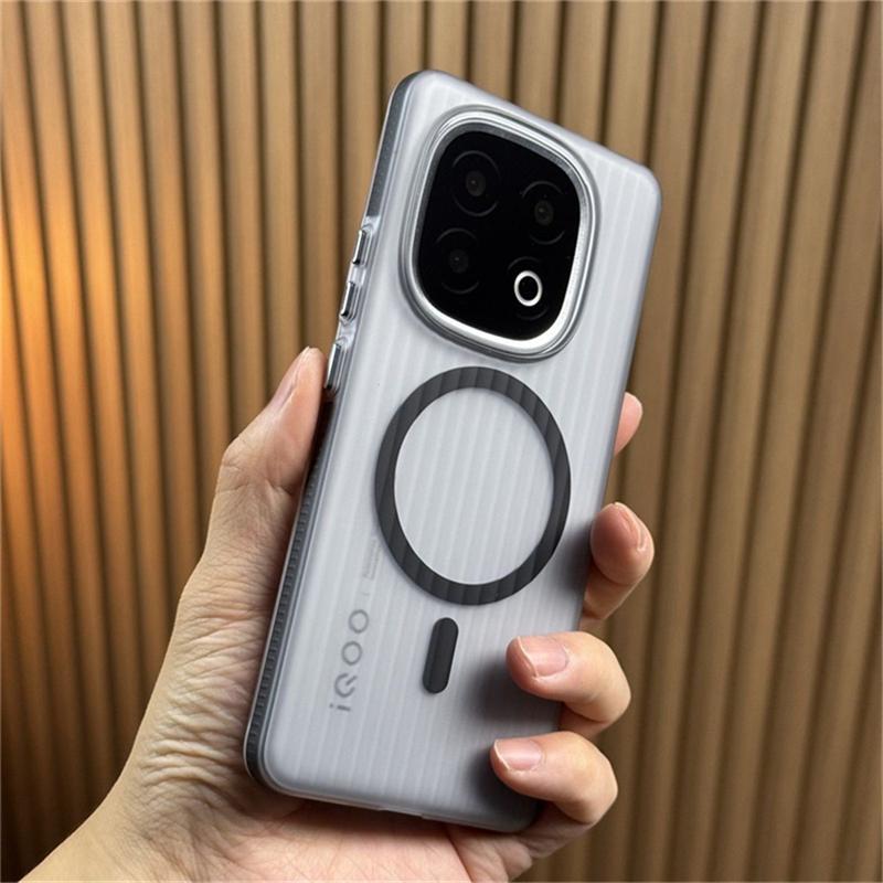 Case For Vivo IQOO 13 12 iqoo12 5G Magnetic For MagSafe Matte Transparent Luggage Stripe Slim Phone Back Cover Shockproof Bumper