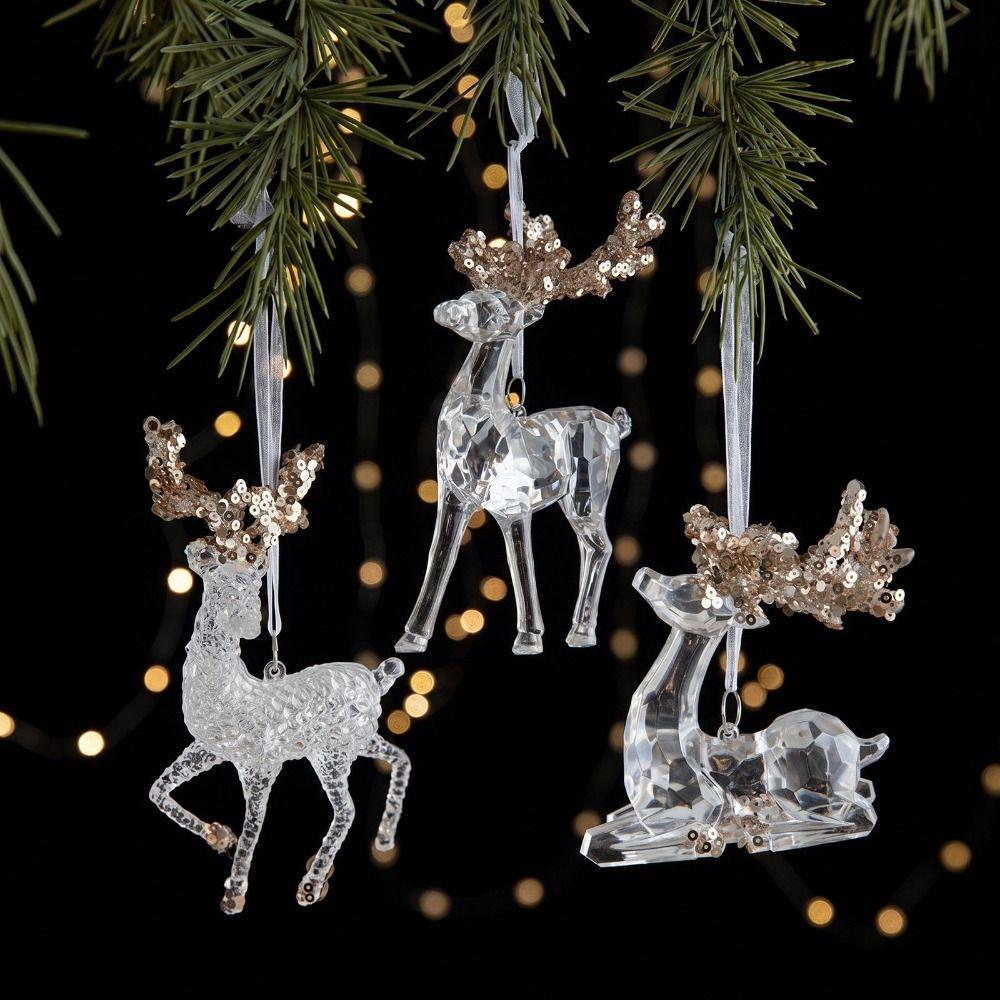 3Pcs DIY Christmas Ornament Set Acrylic Christmas Hanging Ornaments New Year Party