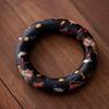 Donut Shape Dragon Design Singing Bowl Mat Nepalese Wooden Fish Coaster Sound Copper Out Mat  Yoga
