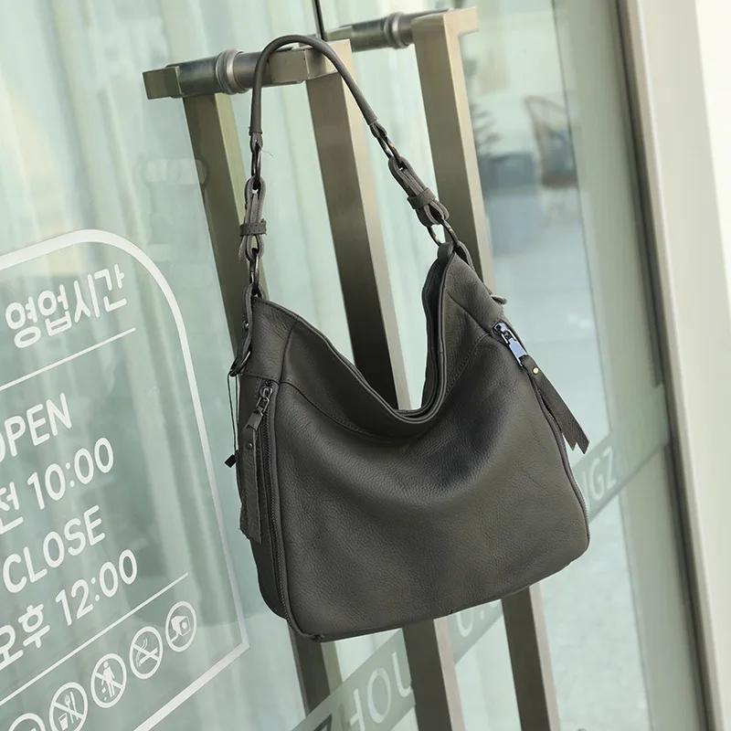 Hochwertige Damen Luxushandtasche aus echtem Kuhleder, vielseitige Damen Umhänge-Crossbody-Tasche mit großem Fassungsvermögen, hochwertige Pendeltasche