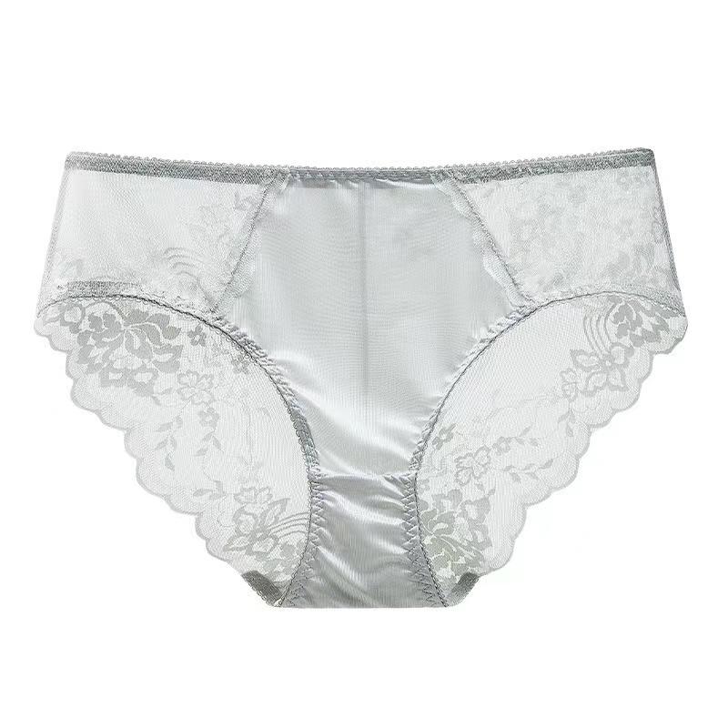 1PC Women Underwear Panties Milk Silk Briefs Plus Size High Waist Lace Breathable