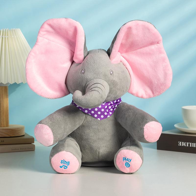 Peek-a-boo Singing Elephant Plush Toy - Baby Comfort Toy