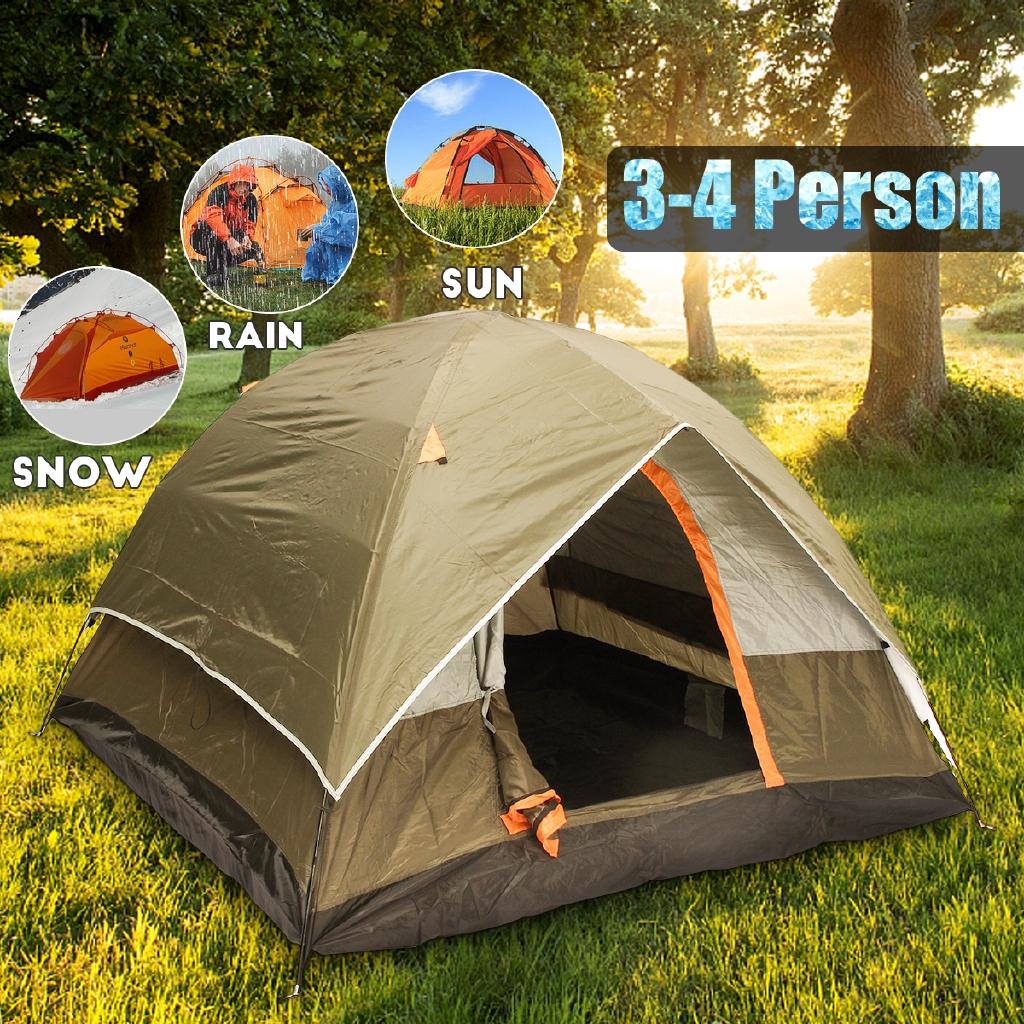 Tenda da campeggio per 4 persone Impermeabile Resistente ai raggi UV e agli agenti atmosferici Famiglia Esterno Pesca Caccia Festa Viaggio Tende a doppio strato