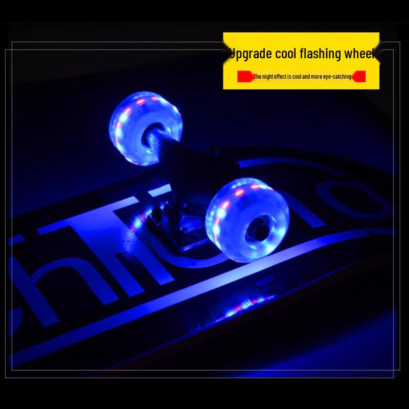 MDUG Flashing Wheel Double Kicktail Skateboard for Beginners