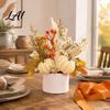Rustic Farmhouse Home Accents Fall Pumpkin Flower Arrangement Artificial Maple Berry Potted Plant Seasonal Party Props for Thanksgiving Harvest