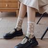 5 Paires Style Ins Chaussettes Transparentes à Fleurs Soie de Verre Chaussettes Douces pour Femmes Chaussettes Mi-hauteur en Tulle pour Dame