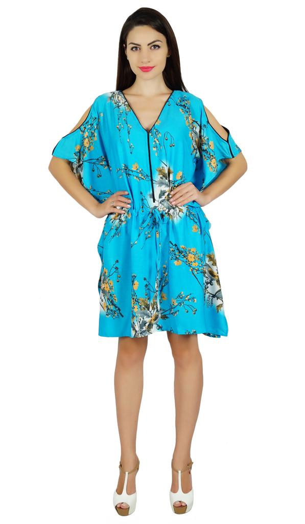 Bimba Women Short Shoulder Kaftan Casual Caftan Drawstring Waist Beach