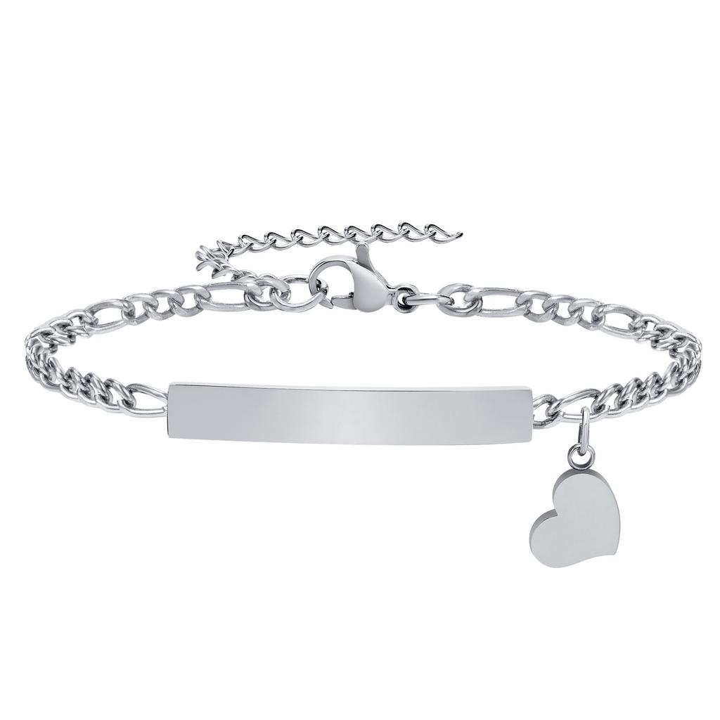 Vnox Free Custom Name Bar ID Bracelets,Personalized Gift for Women Girls Mom Best Friends Bridesmaid, Stainless Steel Jewelry