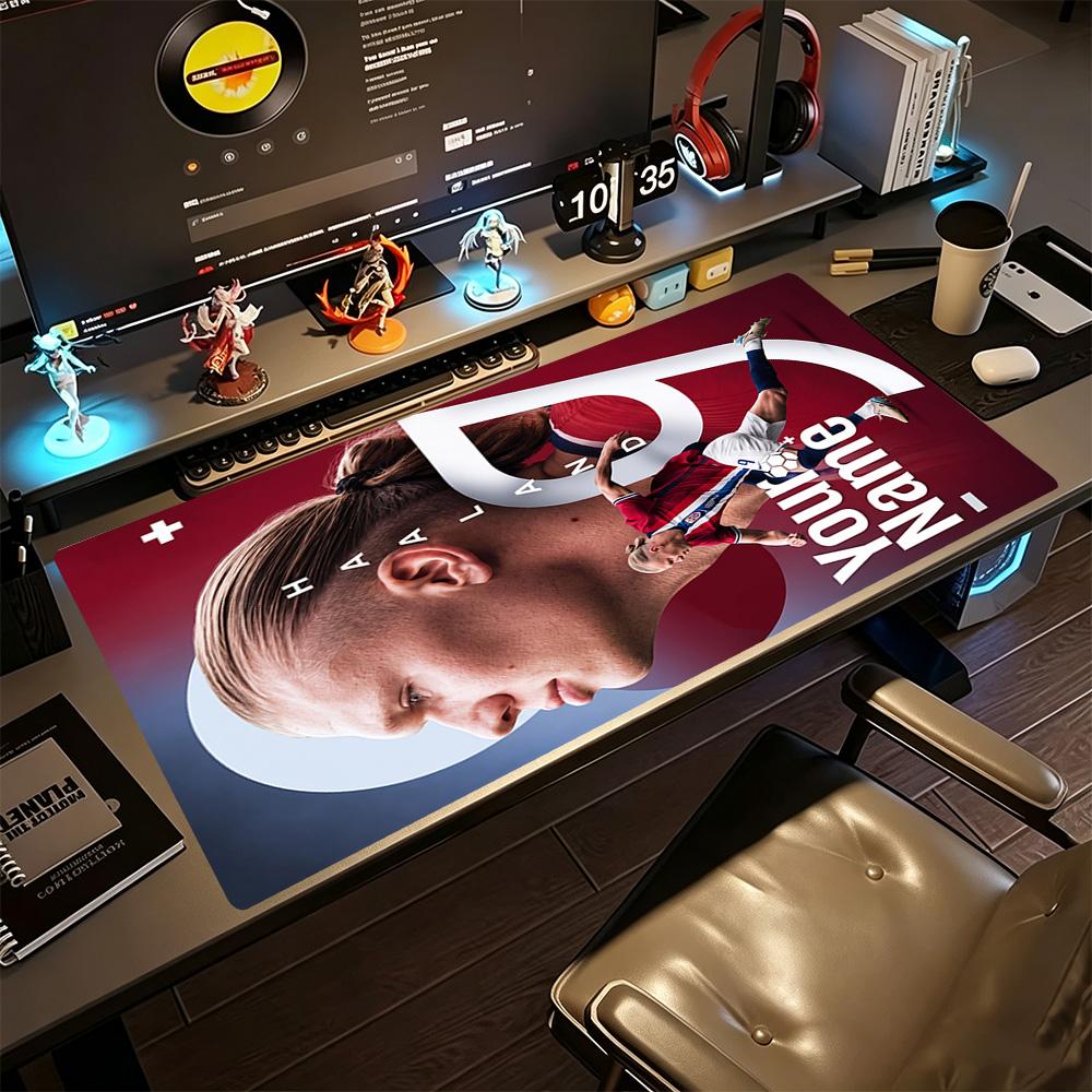 Haaland (45) Customize Text Mouse Pad Gamer Mousepad Ultra-Long Desk Mat Non-Slip Rubber Bottom Office and Gaming Desk Decoration