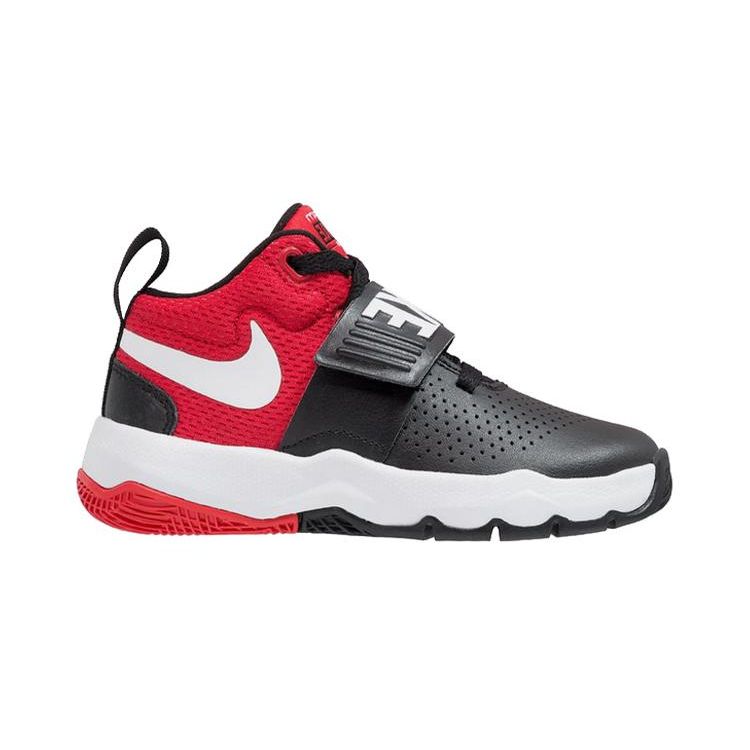 Nike Team Hustle D 8 Velcro Performance Mid-Top Kids Basketball Shoes Kids sneakers Black Red White 881942-004