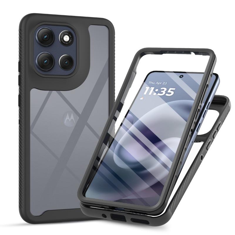 Soft TPU Frame Clear Case for Motorola G86 G56 G15 G05 G35 G55 G54 G84 G24 G14 G04S G53 G23 G13 Built in Screen Protector Cover