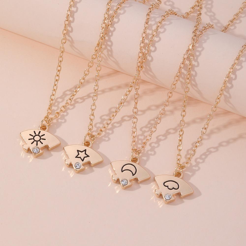 Set di gioielli da 4 pezzi Migliori Amici Per Sempre Collana Sole Luna Nuvola Stella Amicizia